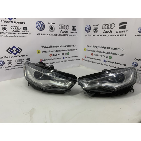 Audi A6 C7 Ledli Far Sağ Sol 2011-2018 Komple Far Seti Xenon Uyumlu